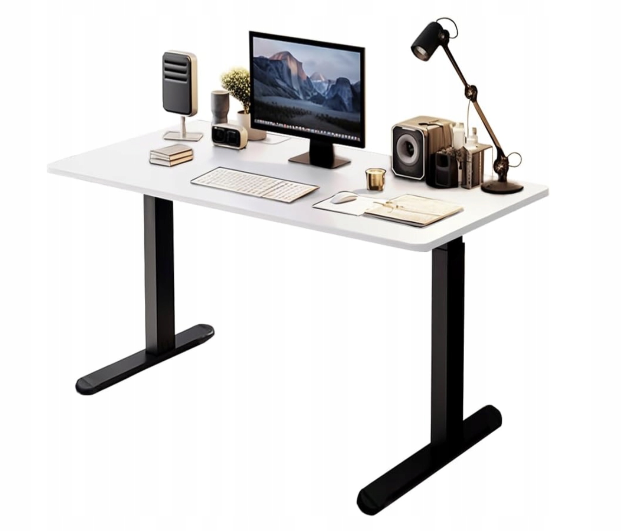 Písací stôl 120 x 60 cm s nastaviteľnou výškou 72 110 cm, ergonomický, biely