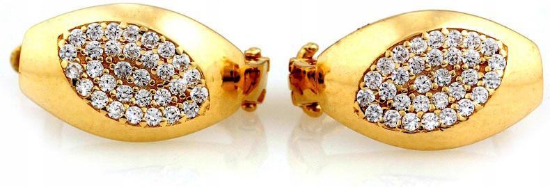 Zlaté náušnice 585 mandle se zirkony 14kt zirkony