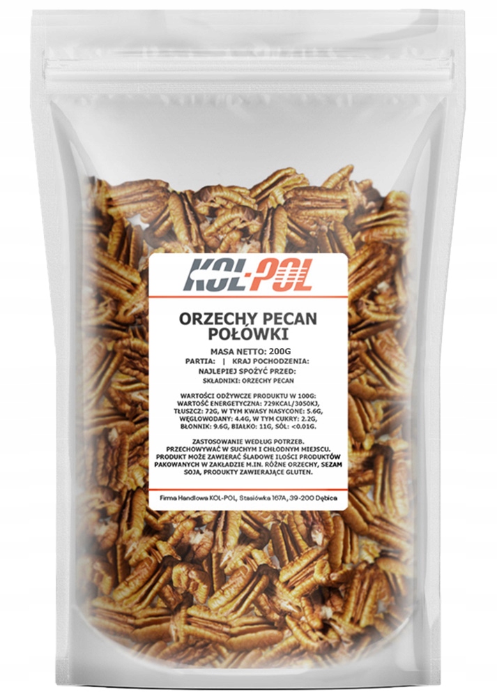ORZECHY PECAN 200g Pekan swieże wysoka jakość Stan opakowania oryginalne