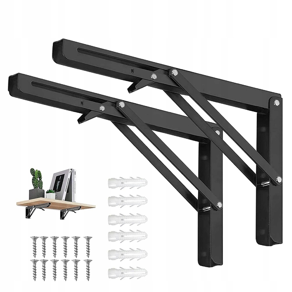 2x WSPORNIK PÓŁKI SKŁADANY 80KG 40x17CM STAL NIERDZEWNA