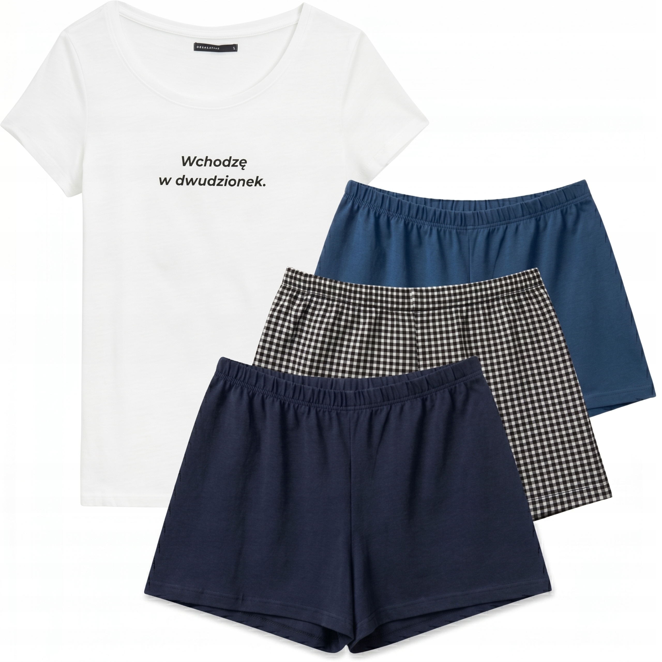 Spodenki damskie do spania szorty Piżamowe zestaw 3 pack+koszulka S