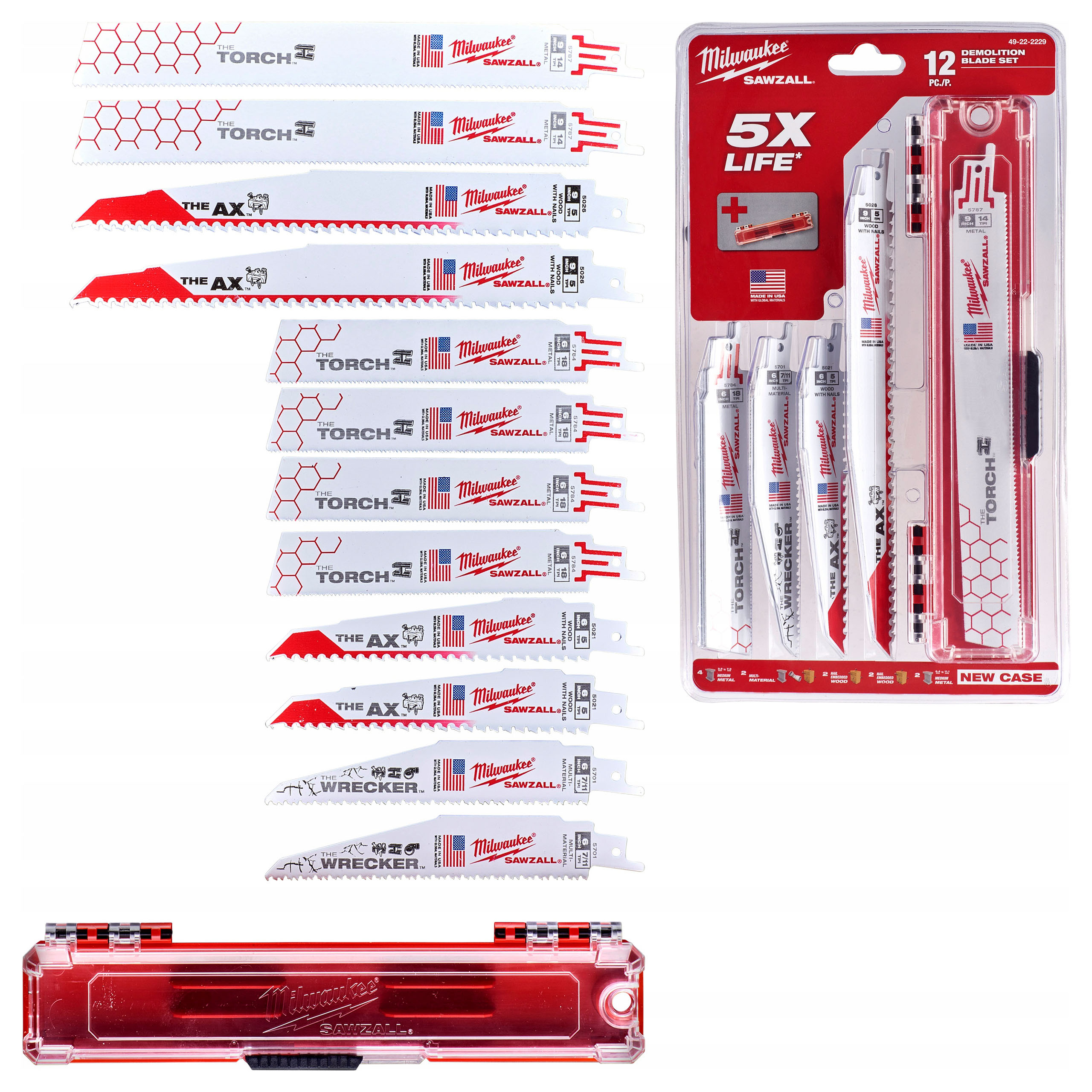 Sada pilových listů pro šavlové pily na dřevo Milwaukee 12 ks