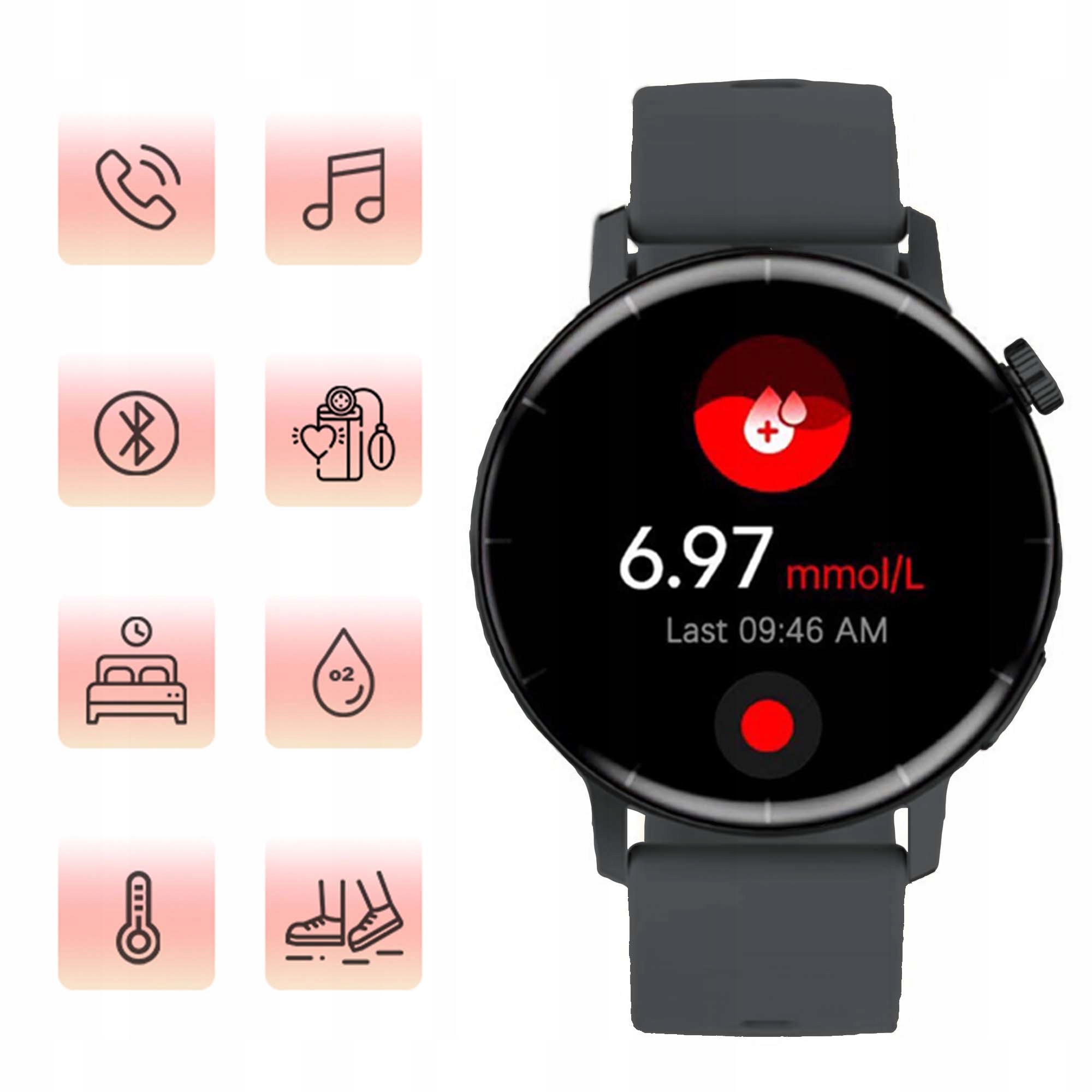 Smartwatch Damski Zegarek Wodoodporny Pomiary Zdrowotne Rozmowy Menu PL Rodzaj smartwatch