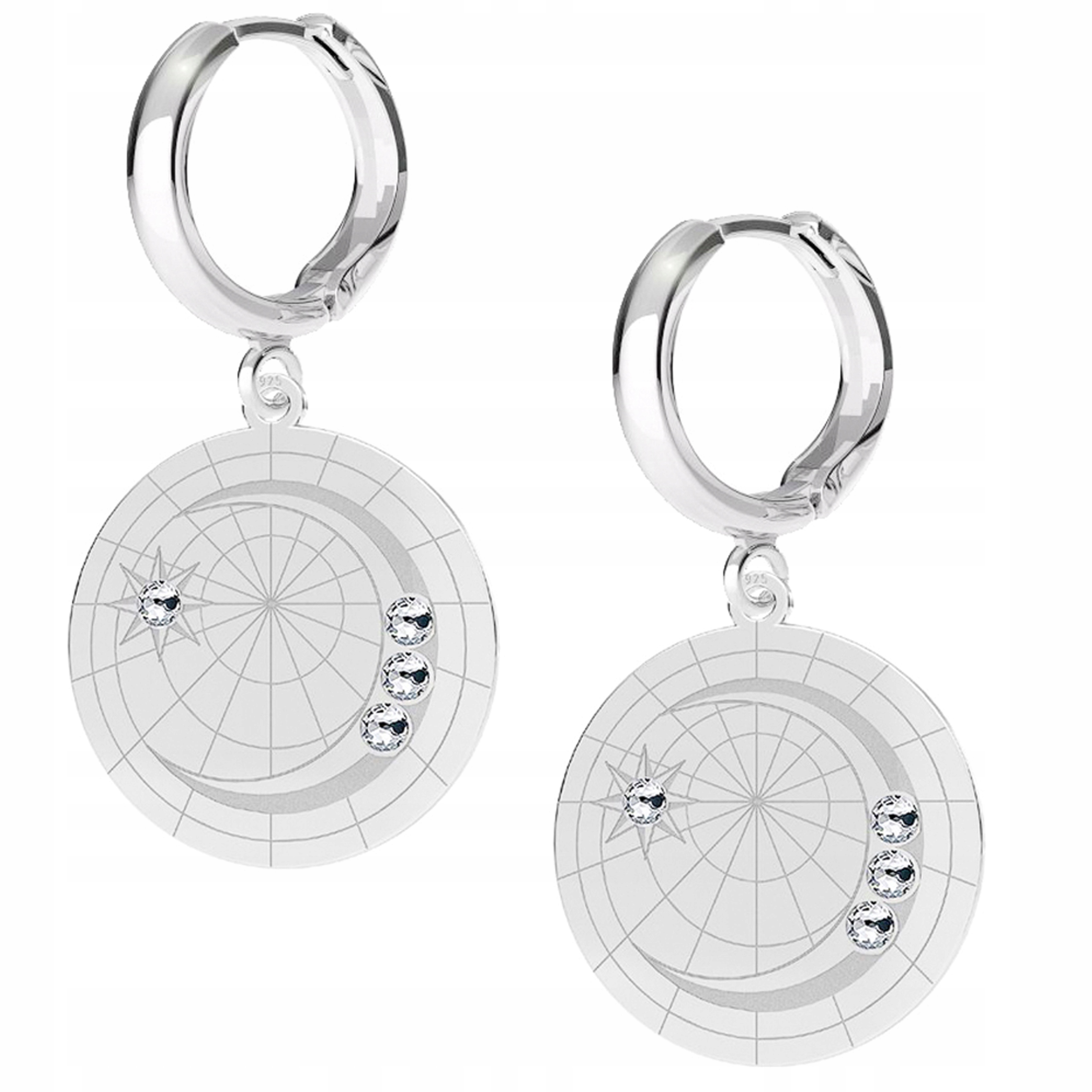 Stříbrné náušnice Měsíc Zirkony 925