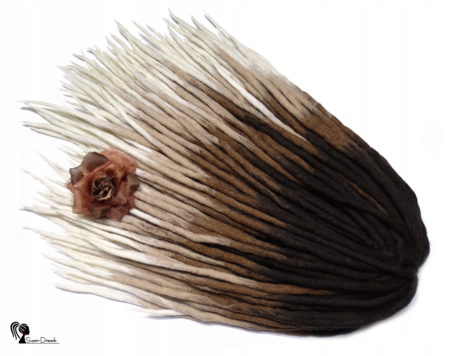 Dredloky Dredy vlněné, hnědé blond bílé, Čokoládový Dezert, 40 kusů