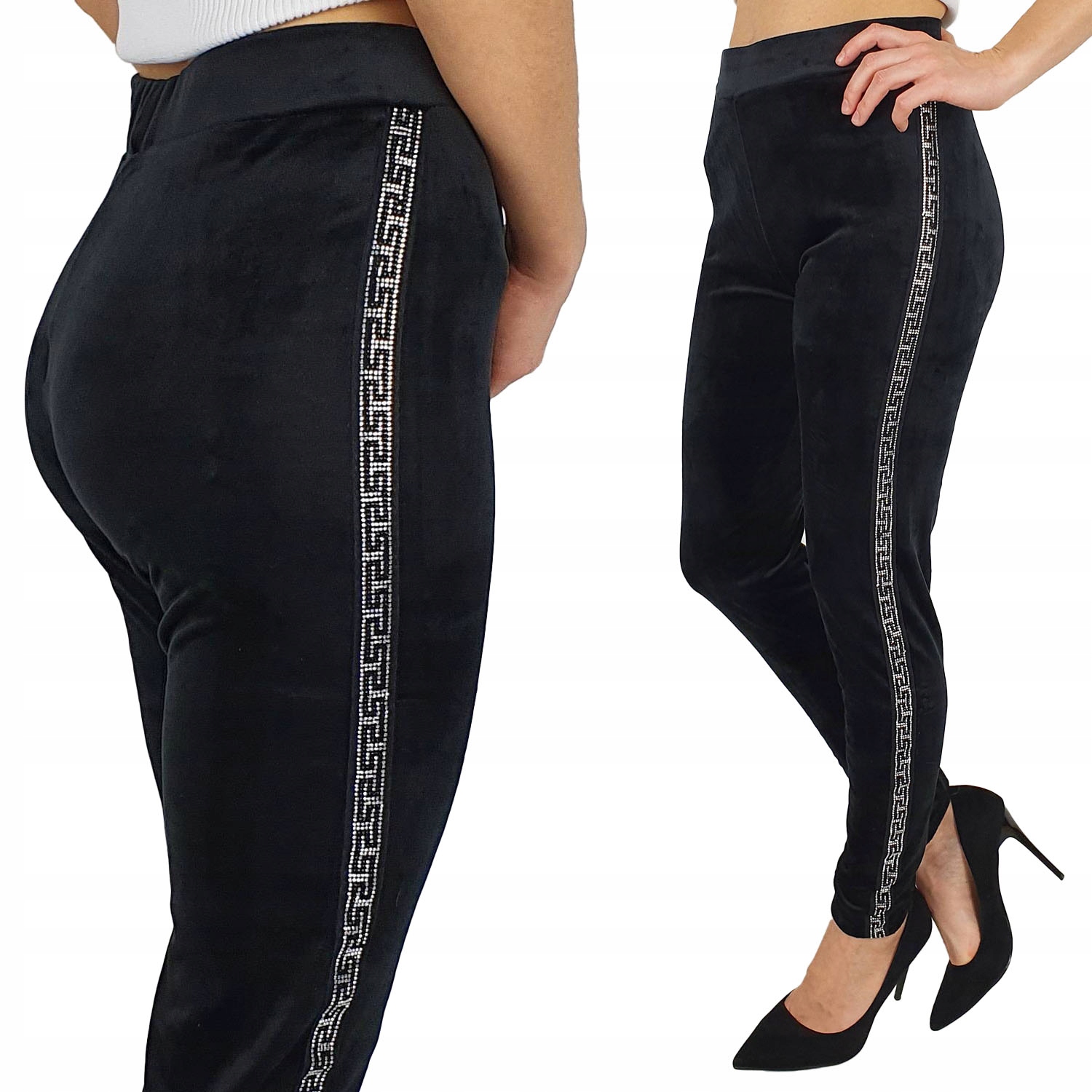 

#damskie Spodnie Dresowe Lampas Black 3#