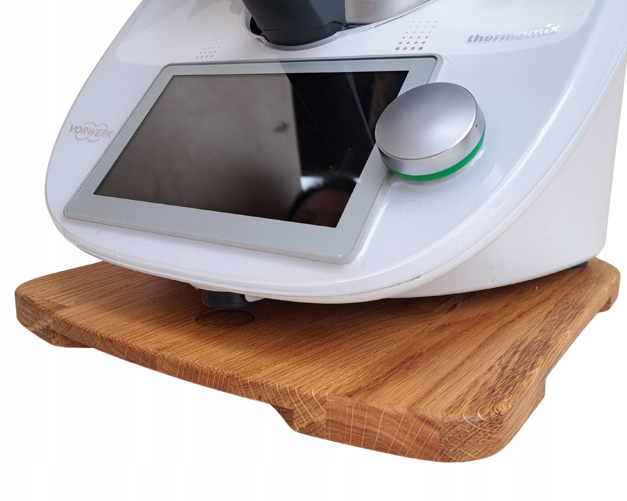 DREWNIANA DESKA POD THERMOMIX TM5 TM6 DĘBOWA DĄB Kolor naturalny odcienie brązu i beżu przezroczysty