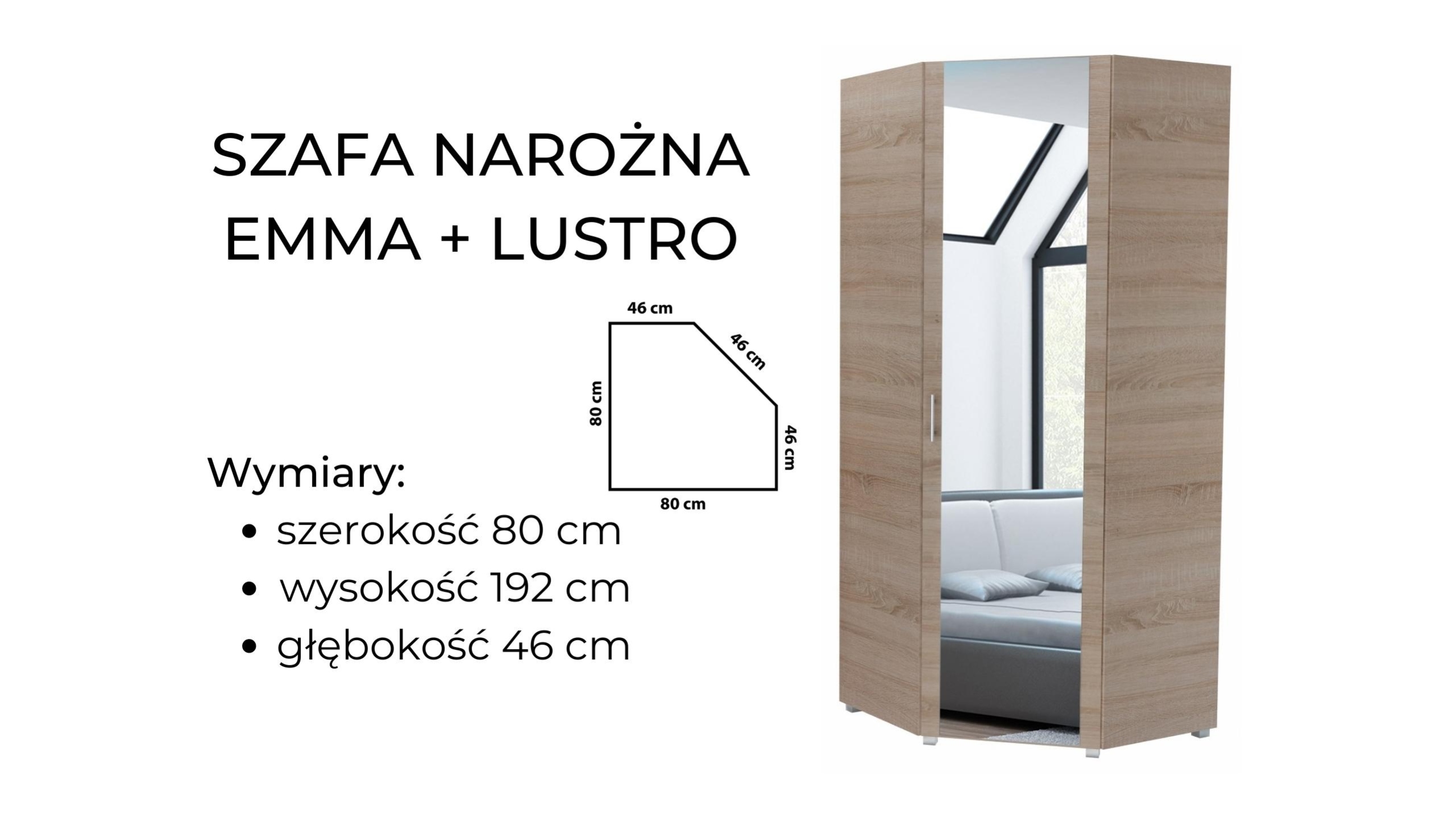 SZAFA NAROŻNA EMMA + LUSTRO 80 cm - SONOMA Marka Wersso Meble