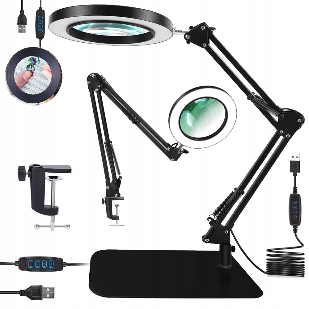 Lampa powiększająca LED 8x z diodami 72, czarna