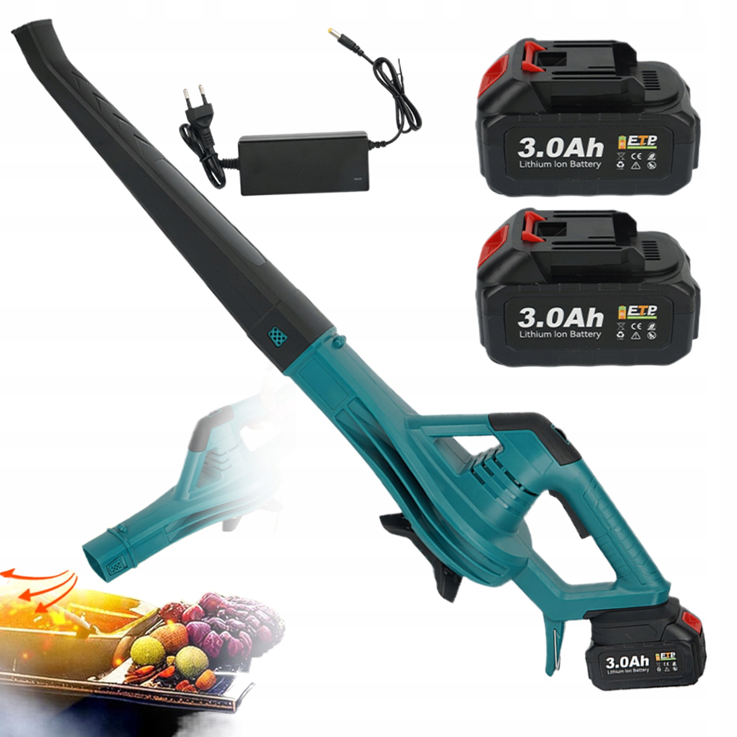 Zahradní Vysavač S Foukač Vysavač Výkonný 350 Km/h 2x 3AH Baterie