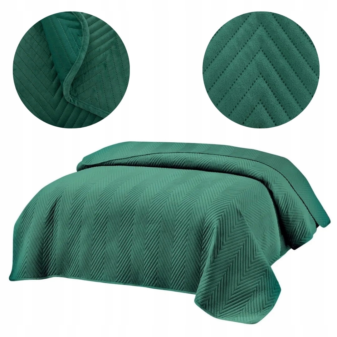 Přehoz 170x210 Lisovaný Velurový Dekorativní Elegantní Lahvově Zelená Barva