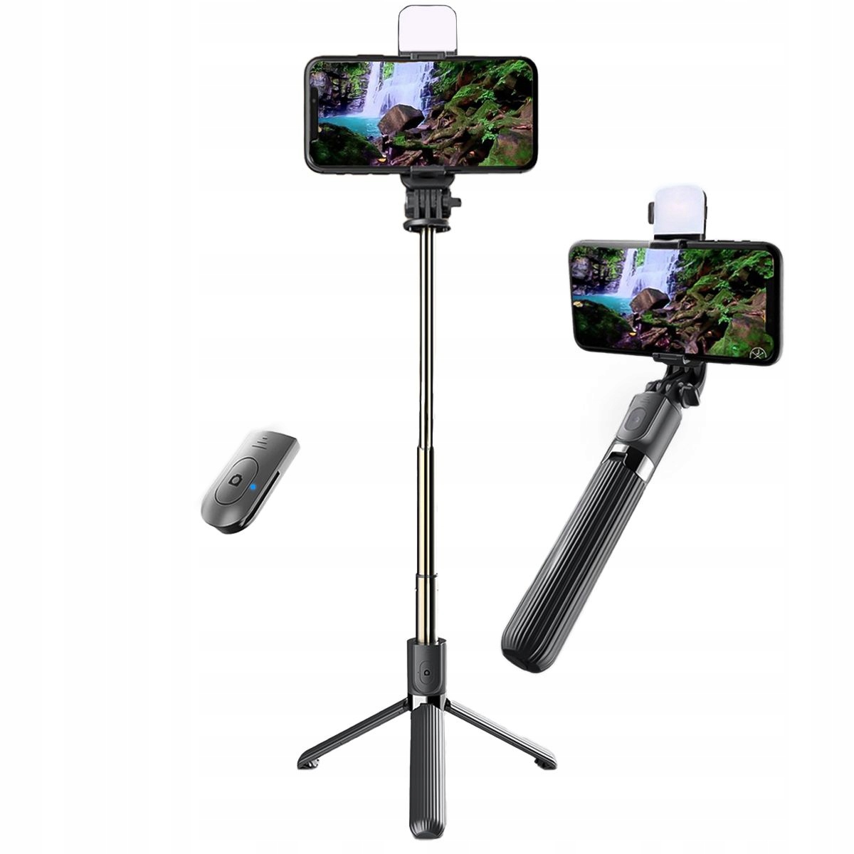 Kijek do selfie z lampą selfie stick uchwyt do zdjęć Bizon tripod z pilotem