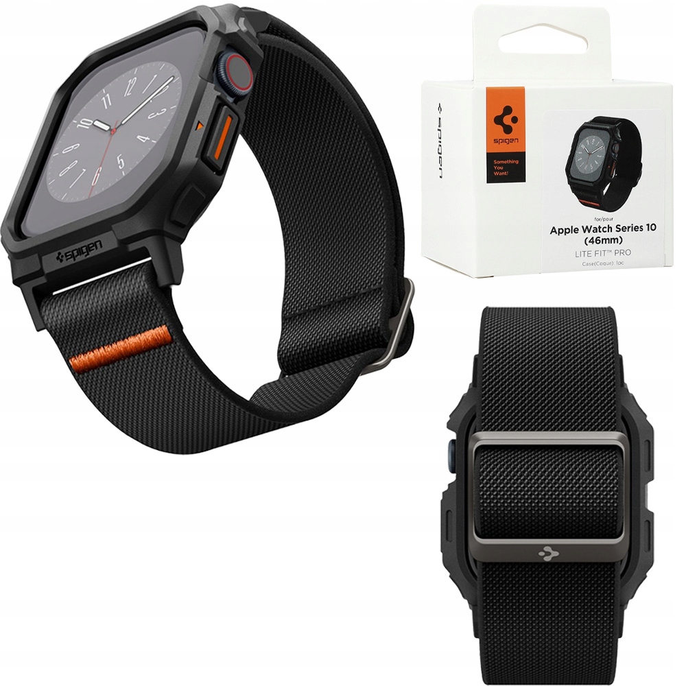 Pouzdro s nylonovým páskem a krytem Spigen pro Apple Watch 10 46 mm