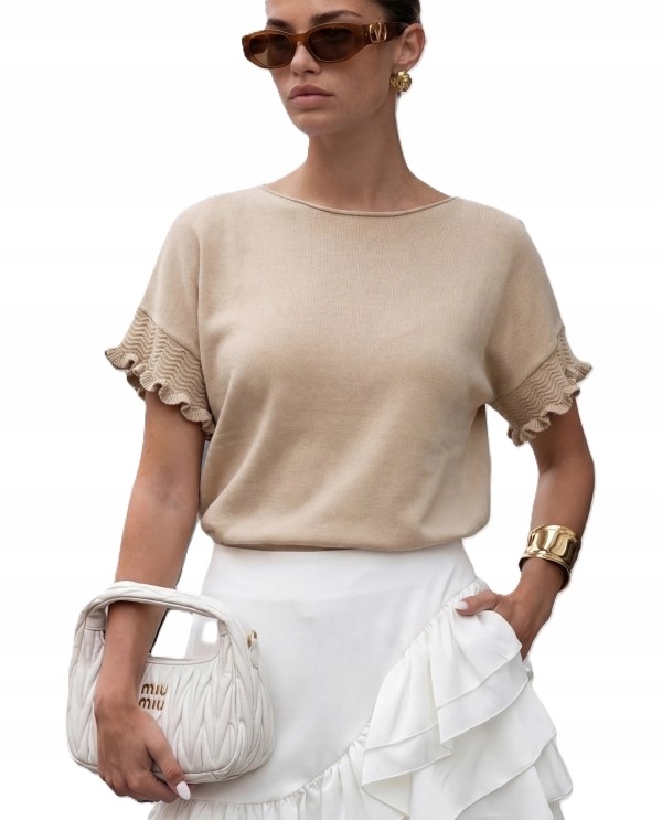 Cocomore Svetr z Viskózy Svetrová halenka s volánkem K. Rukáv C. Béžová Novinka