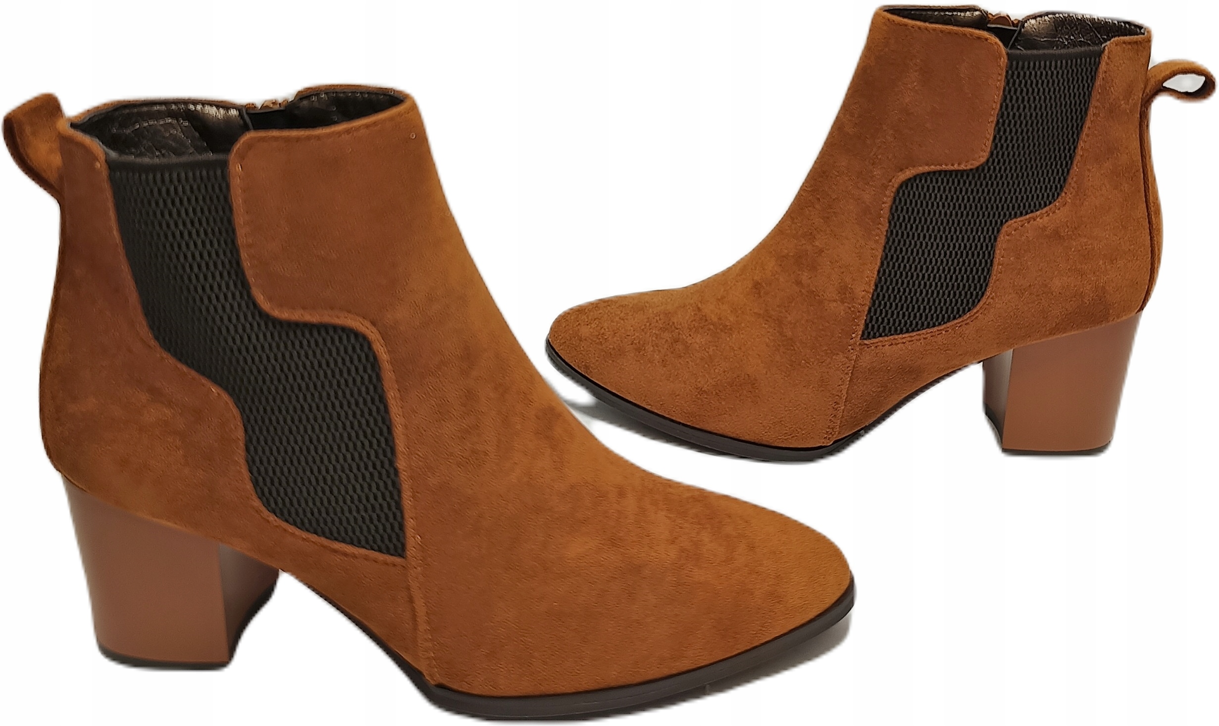 Kotníkové Boty semišová dýka Daszyński SA127 Kamel r35