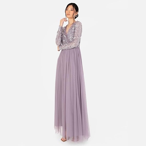 Maya Deluxe Šaty Elegantní Koktejlové Maxi Fialové Plus Size 56 7BA