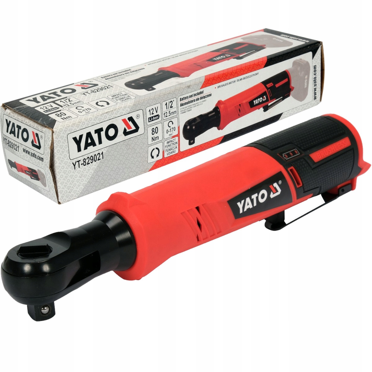 Bezkartáčová Račňa 12V 80NM 1/2" Akumulátorová Bez Batérie (YT-82910)