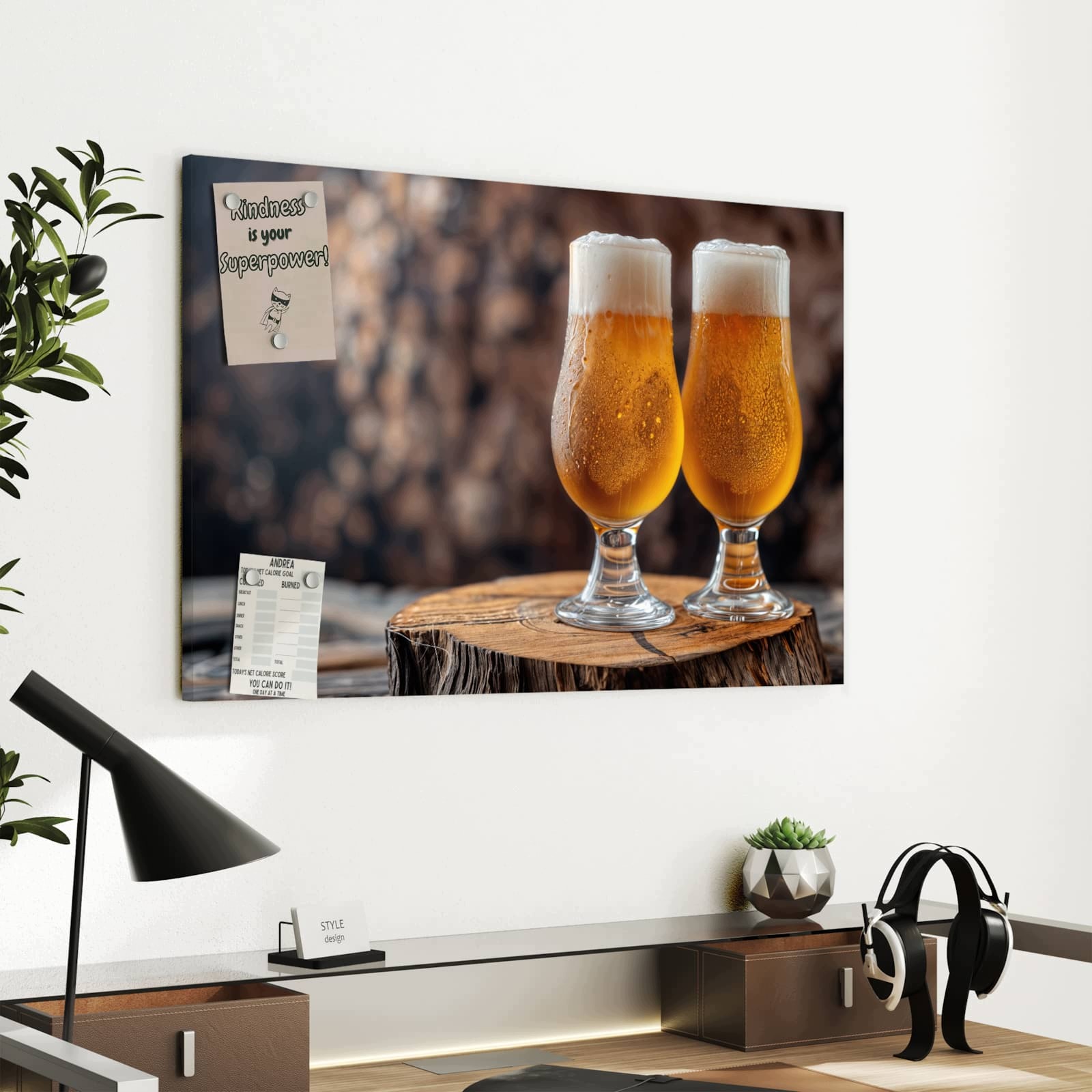 Magnetická tabule Pivo Dřevo 60 × 40 cm