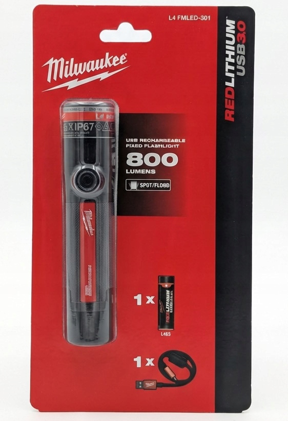 Baterka akumulátorové L4 FMLED-301 Usb Milwaukee 800lm