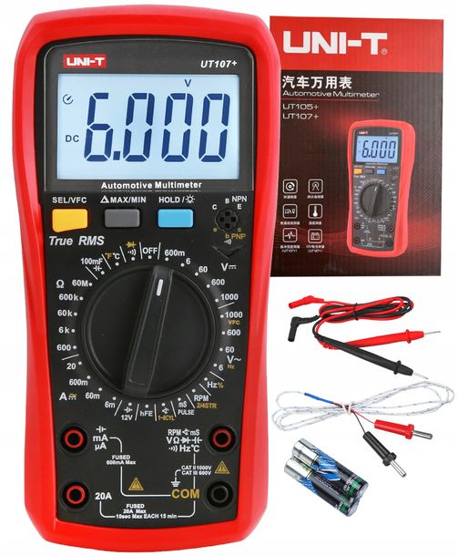 Profesionální Automobilový Multimetr Uni-t UT107+ S Termosondou