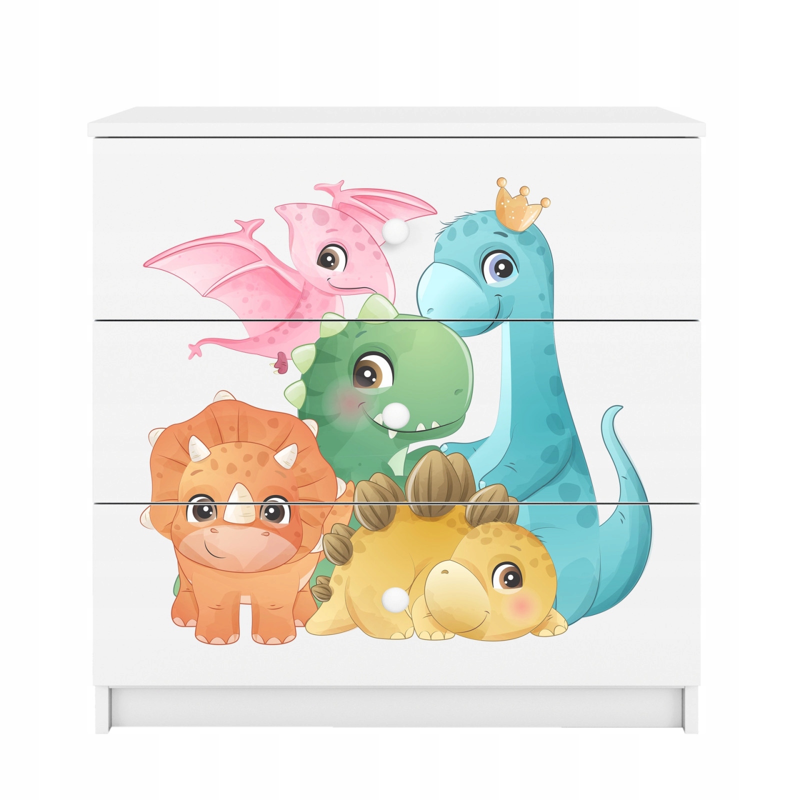 Komoda Babydreams bílá grafika Dinusie 80 cm