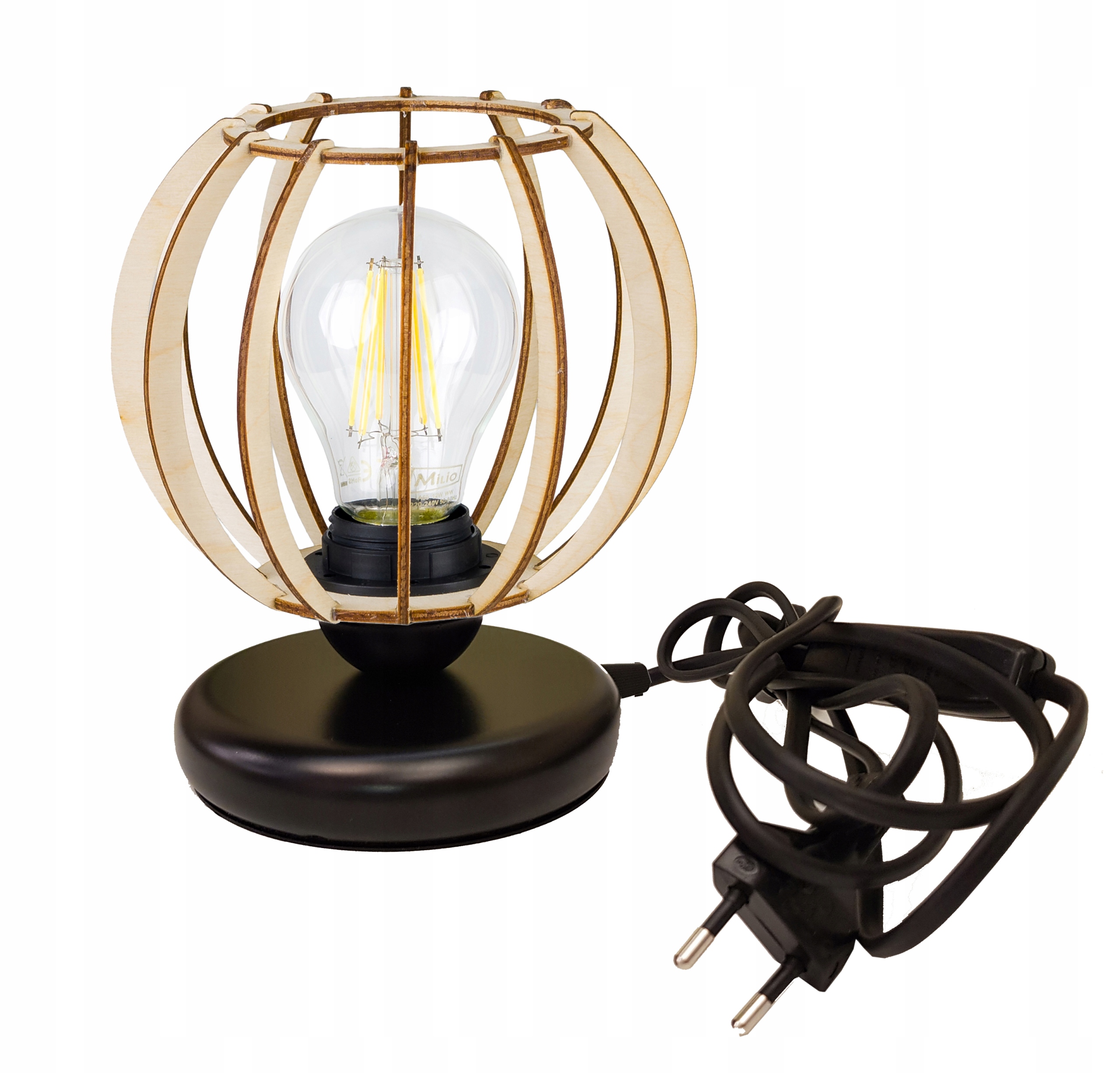 Lampka nocna Lampa stołowa loft na led E27 Drewno