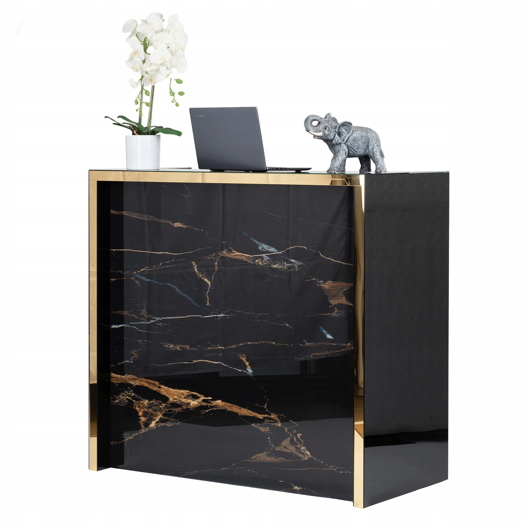 RECEPCJA LADA MARMURKOWA CZARNA BŁYSZCZĄCA