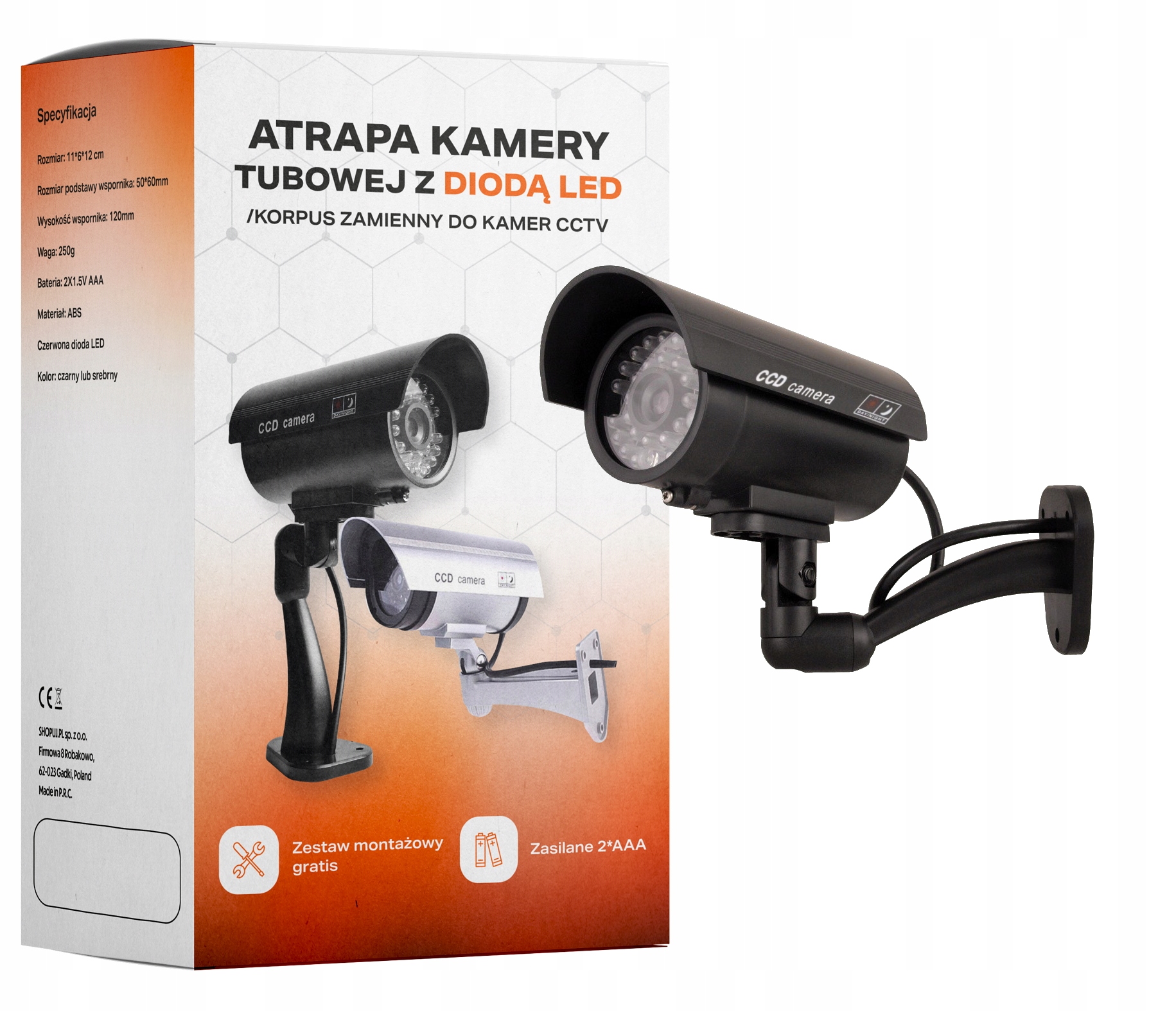 

Atrapa Kamery Monitoring Kamera Dioda Led Czarna