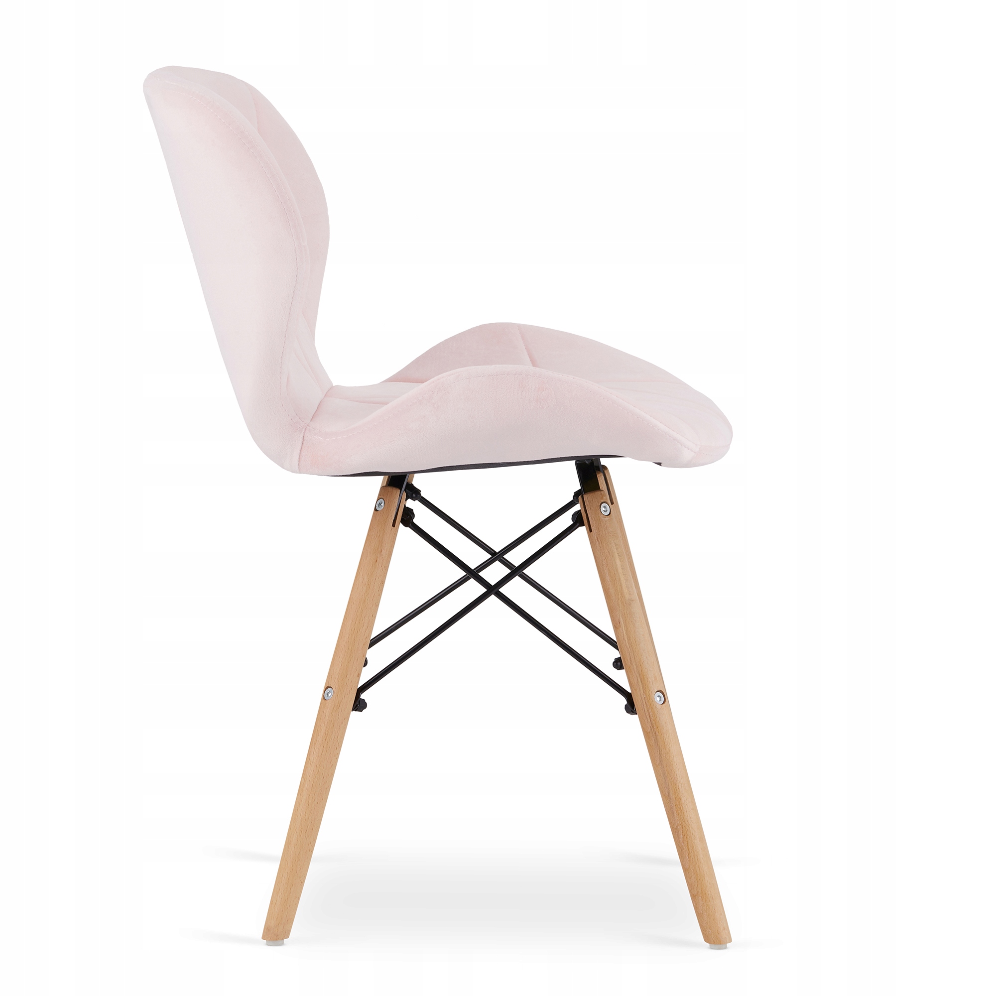 Krzesło ELVA aksamitne tapicerowane RÓŻOWE Szerokość siedziska 48 cm