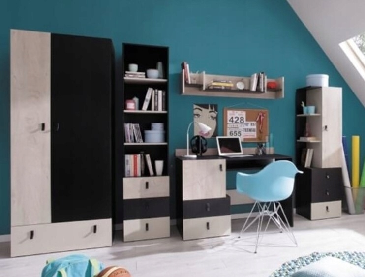 meblościanka PLANET W6 z biurkiem - czarny