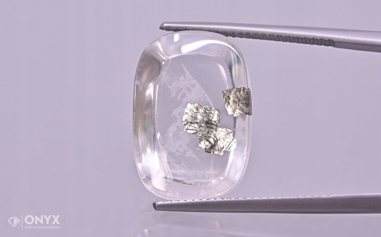 Křemen s pyritem konvexní dlaždice cushion 19x13 mm