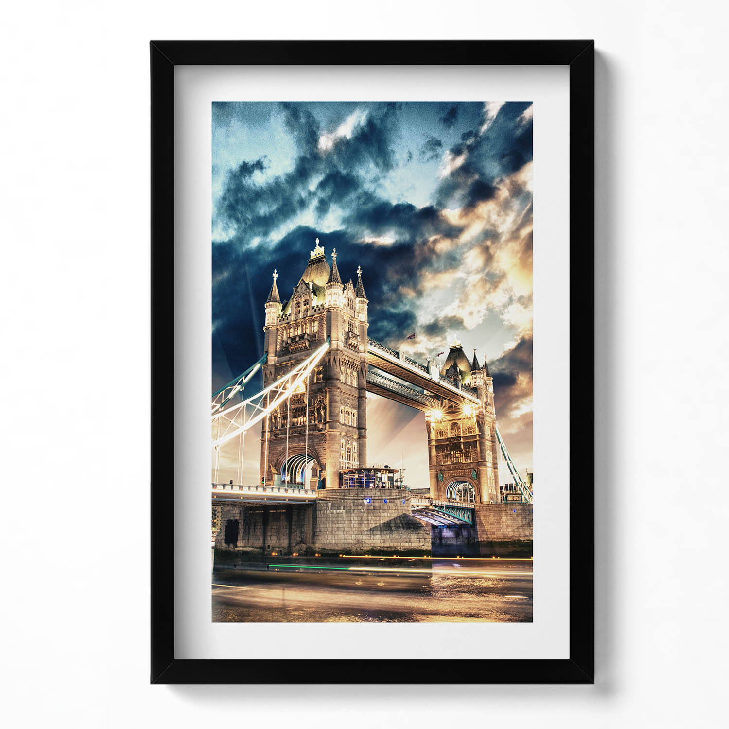 Obraz v černém rámu, dekorace na zeď Tower Bridge v Londýně 40x60 cm