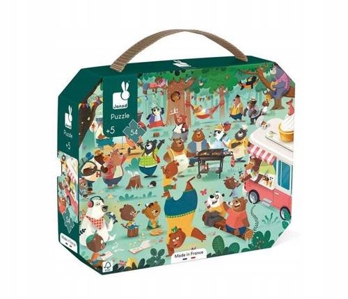 Puzzle w walizce Rodzina misiów 54 el. - układanka dla dzieci, 5+, Janod