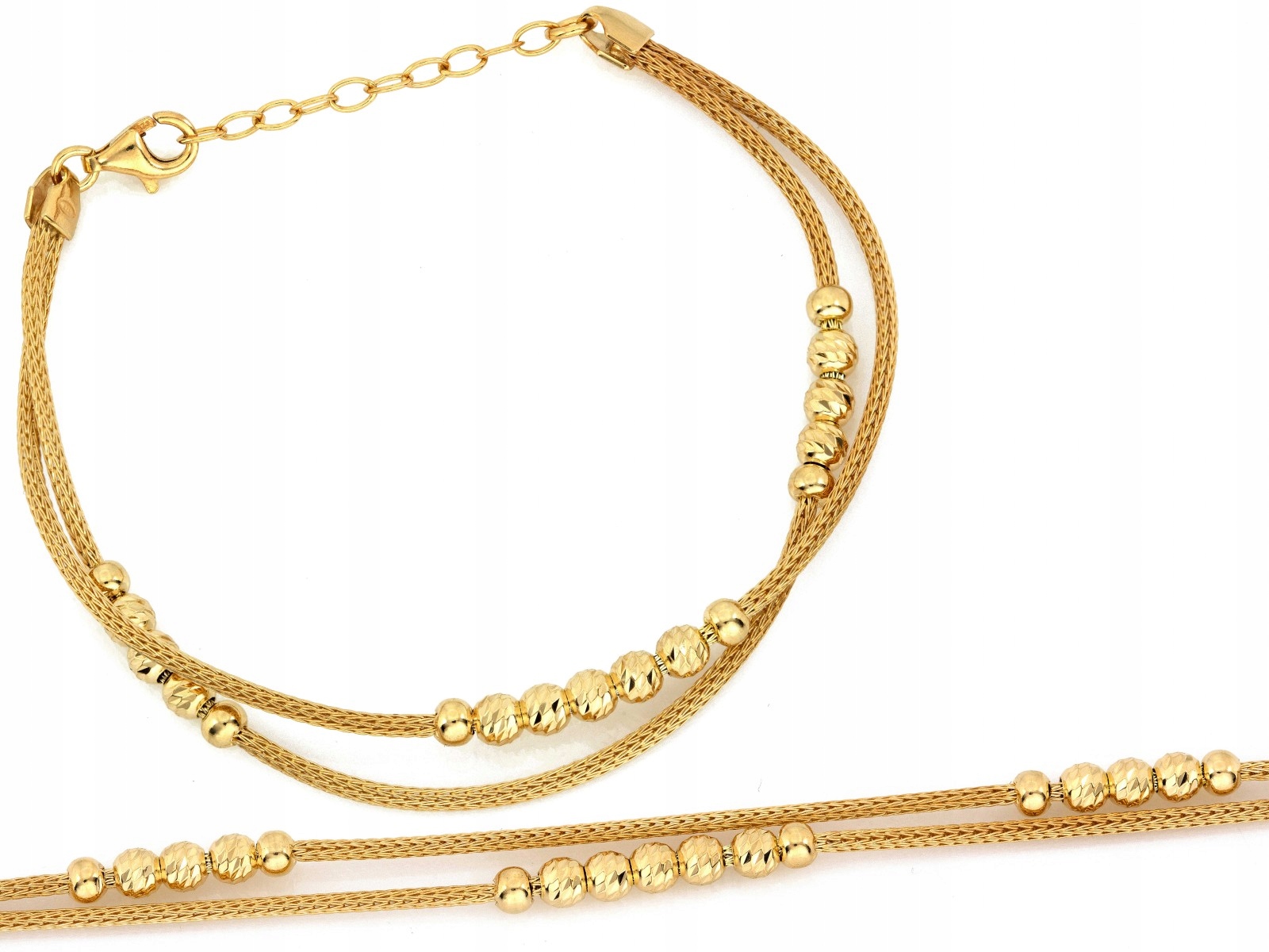 Stříbrný pozlacený náramek s kuličkami pr 925 4.18g, šířka 5.3 mm, velikost 20