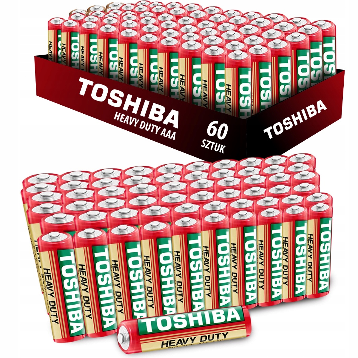 60x Baterie TOSHIBA HEAVY DUTY BATERIA R03 AAA PALUSZKI ZESTAW