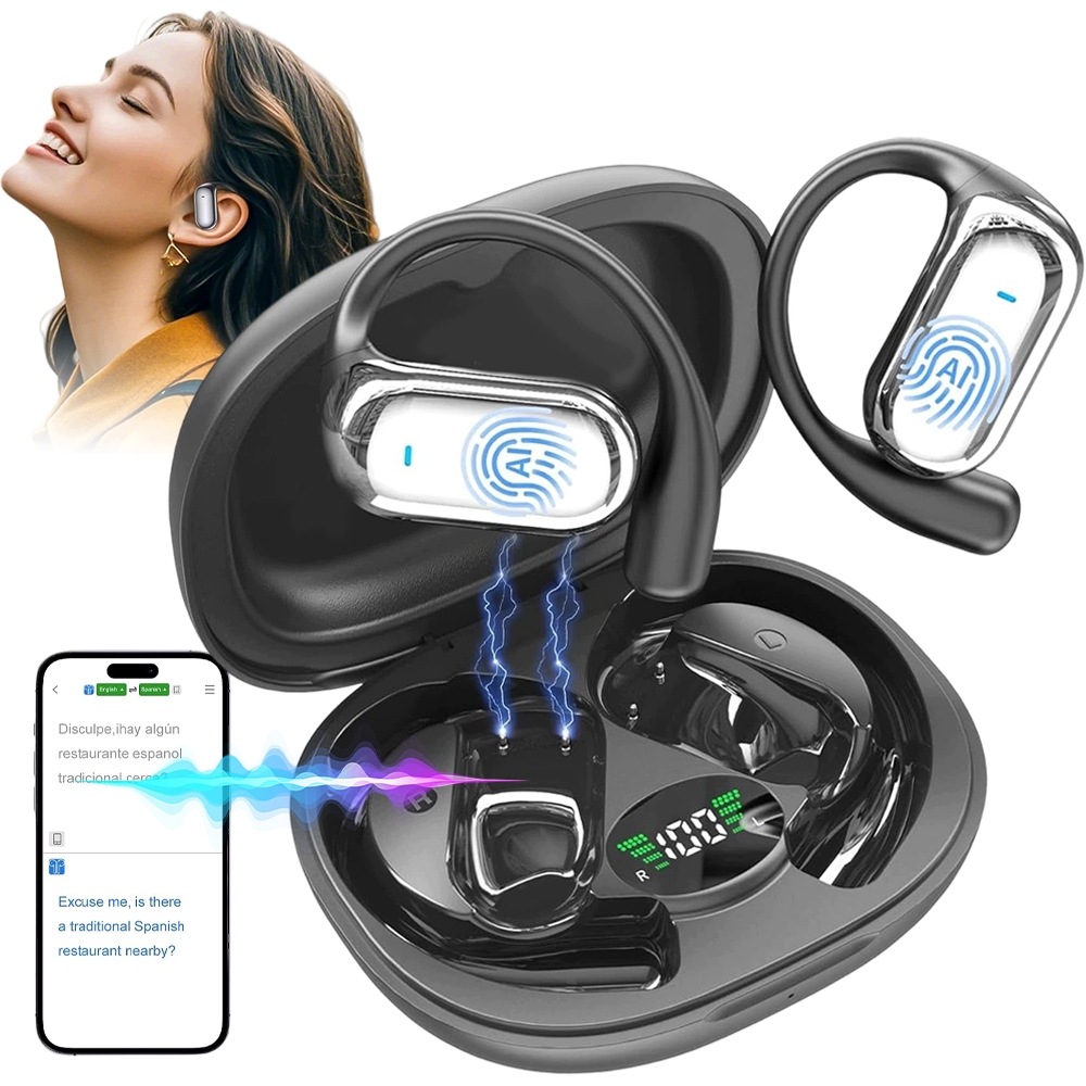 Open-ear sluchátka Bluetooth 6.1 s potlačením šumu a pouzdro