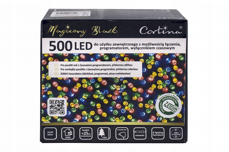 Lampki 500 LED 25m PROGRAMATOR+PAMIĘĆ + GNIAZDO+TIMER MULTI Marka Cortina