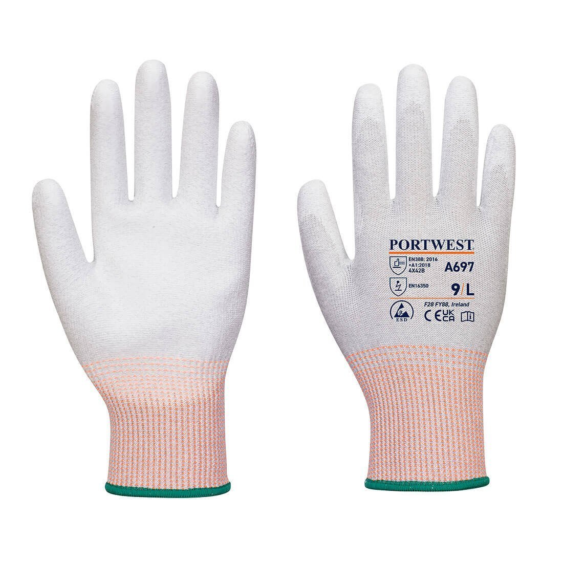 Rukavice LR13 Esd, průstřih B En 16350 vel. XL Šedá/Bílá R