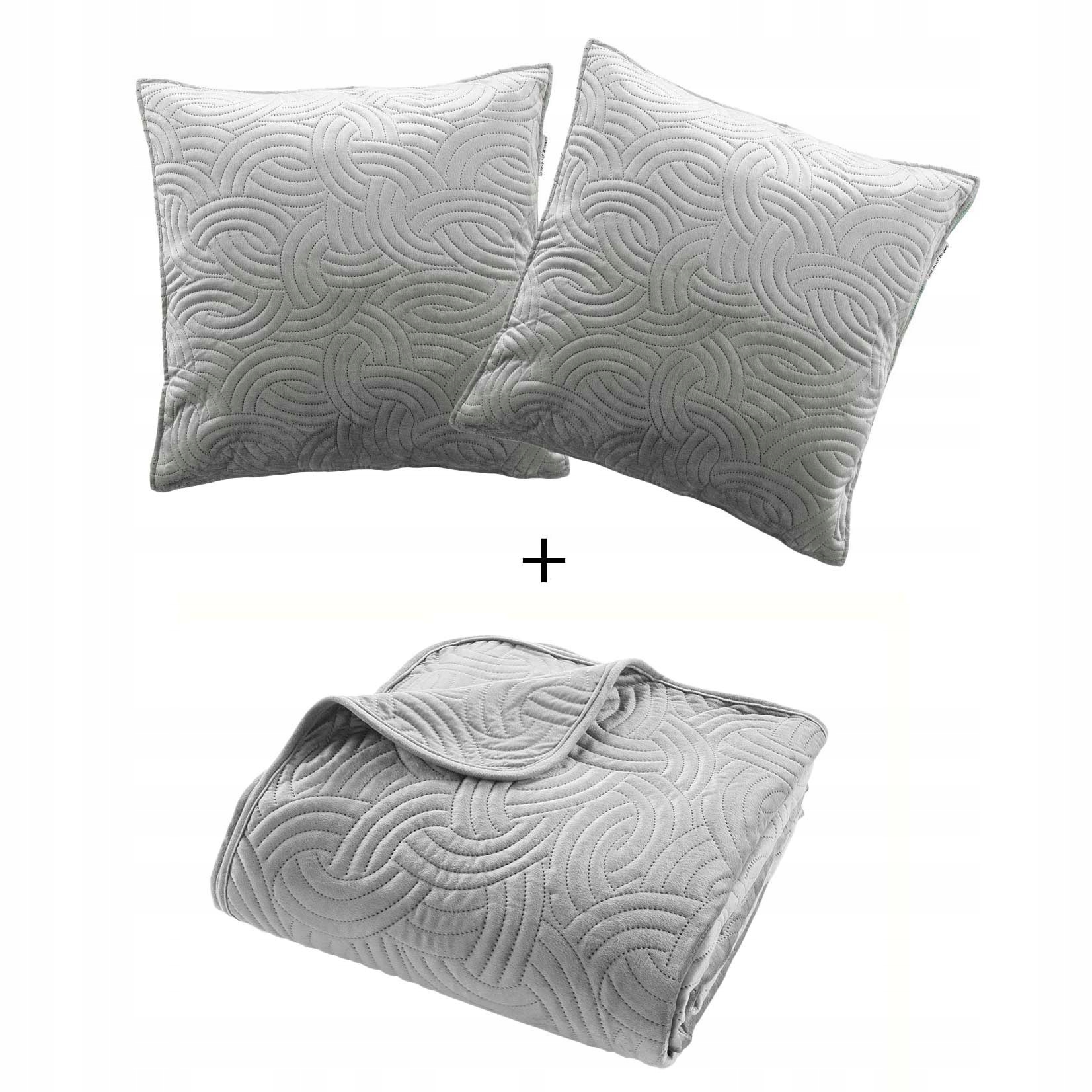 Sametový Komplet O Rozměrech 240 X 260 CM S Přehozem A 2 Povlaky Polyester, Šedý
