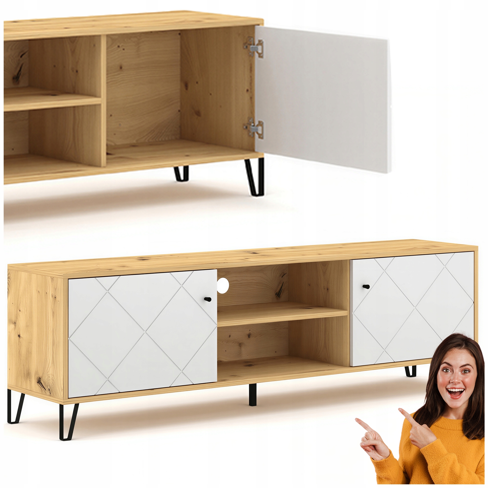 Rtv skříňka pod televizor Komoda Stolek do obývacího pokoje Dub Artisan Bacardi 180 cm
