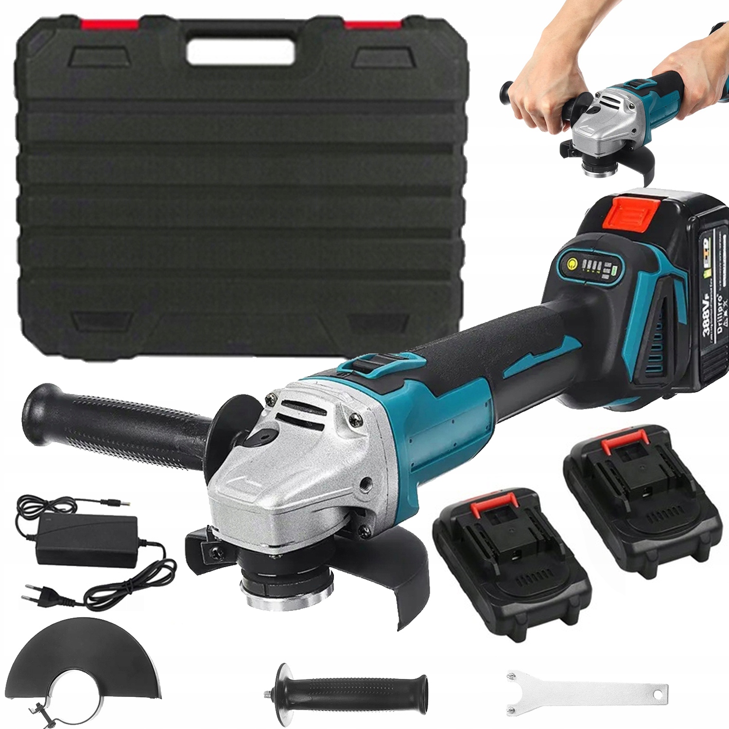 Úhlová Bruska Akumulátorová 125MM 800W Bezkartáčová Výkonná+sada