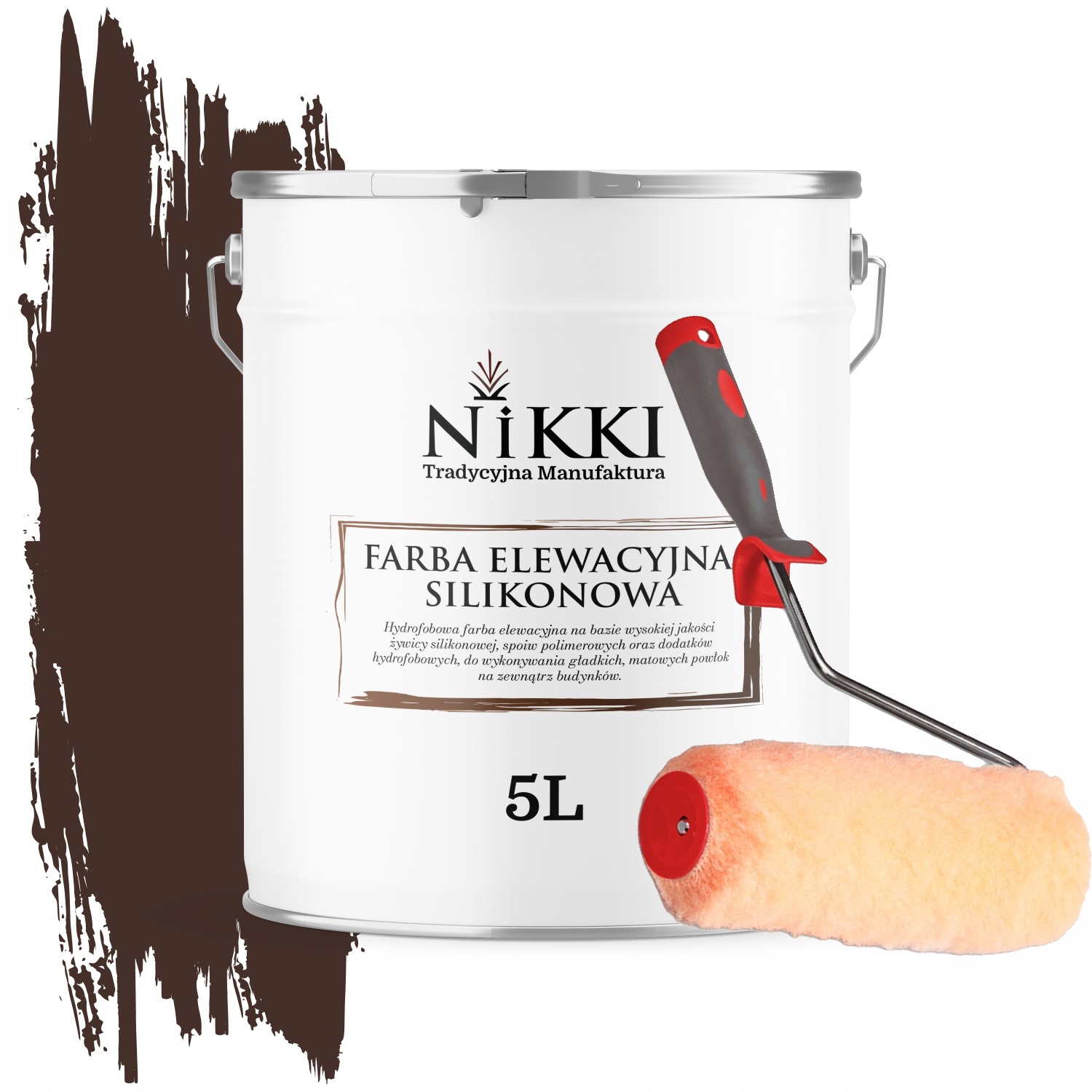 Vonkajšia Silikónová Fasádna Farba Čokoládovo Hnedá RAL8017 Valček