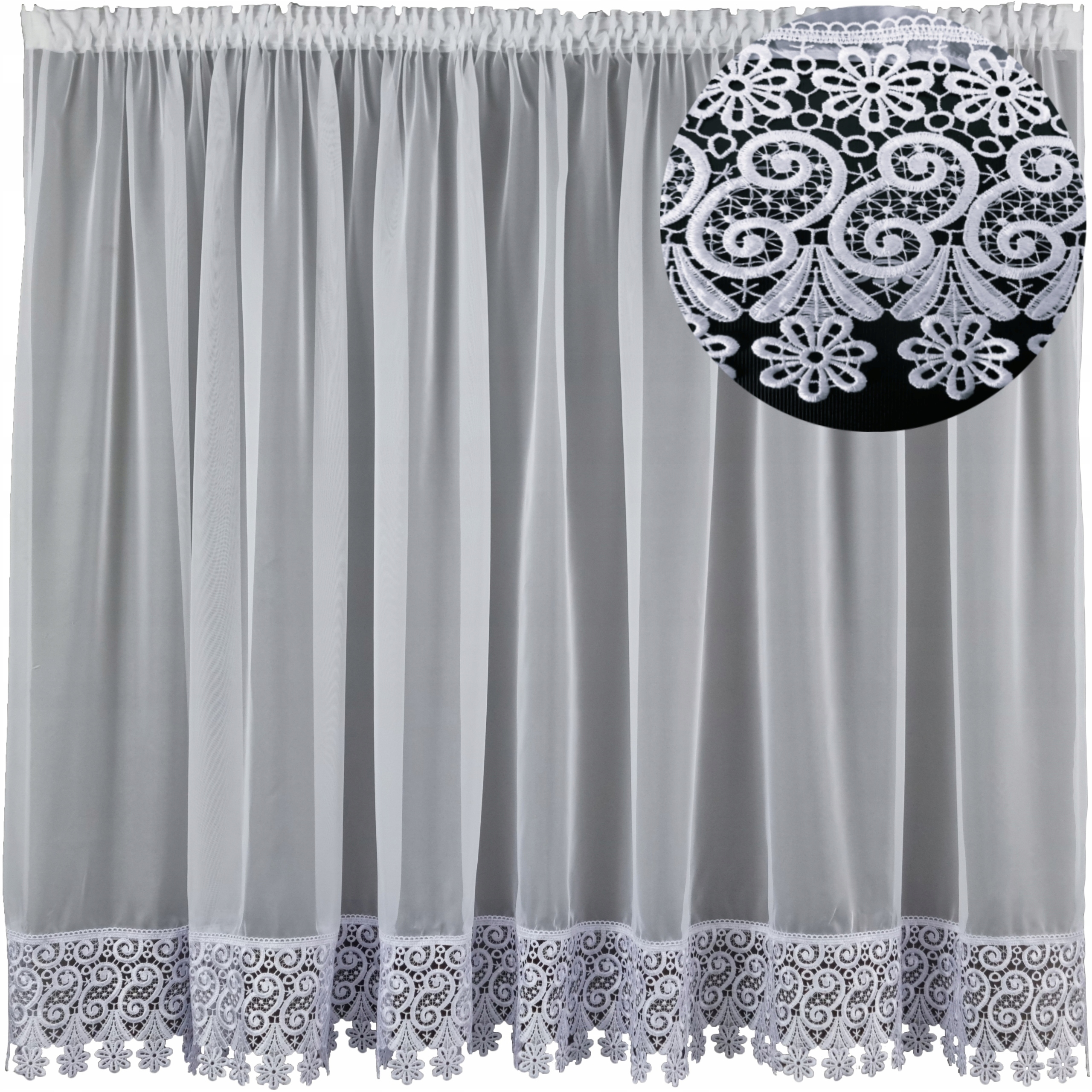 Firana Klasyczna Woal 600X220 Taśma Szeroka Gipiura Koronka Anna 20CM