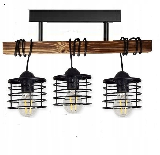 Lampa luster drevo 3xE27 Loft Čierny drôtik