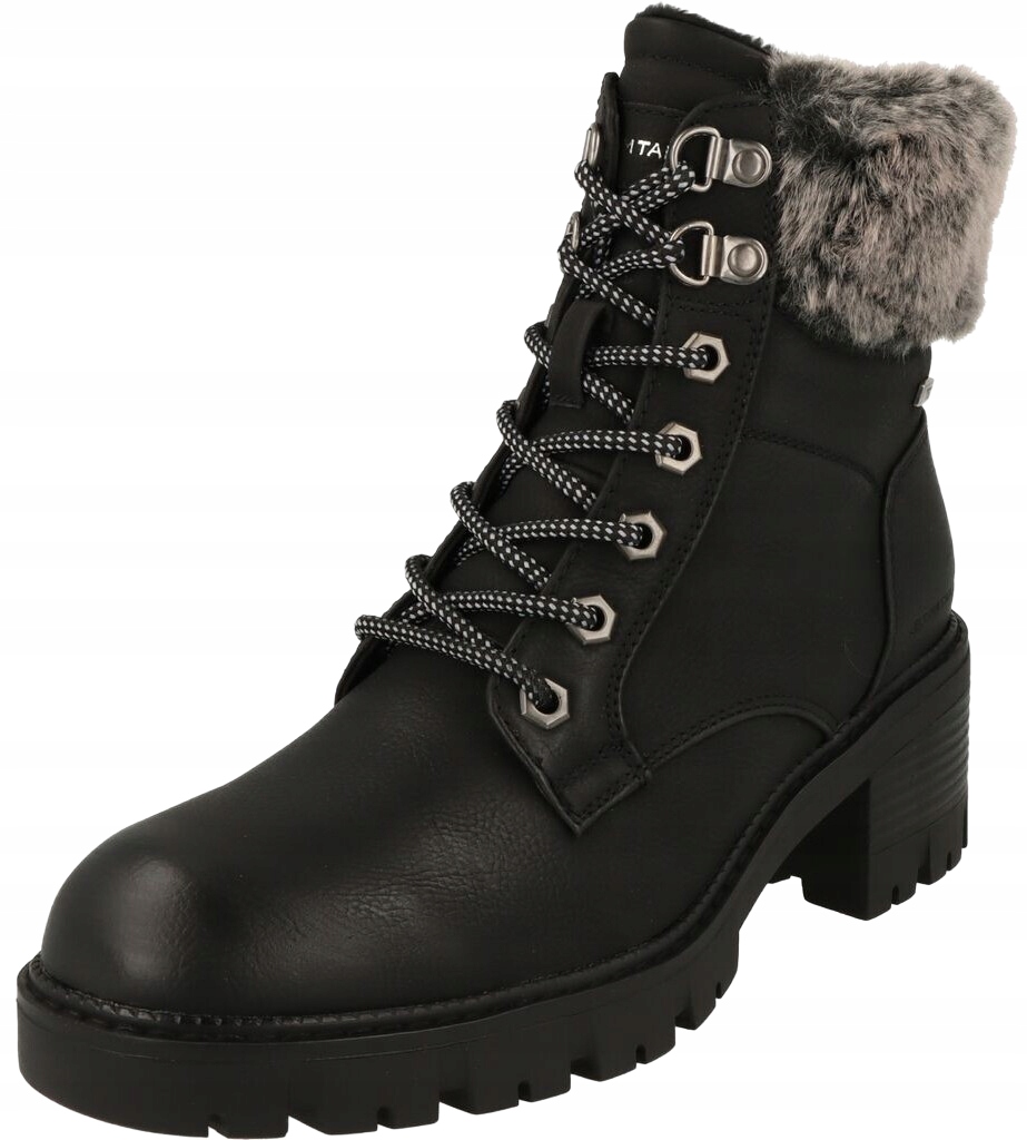 Tom Tailor Černé Zimní Kotníkové Boty S Kožíškem A Podpatkem, Sloupek 37 6AC