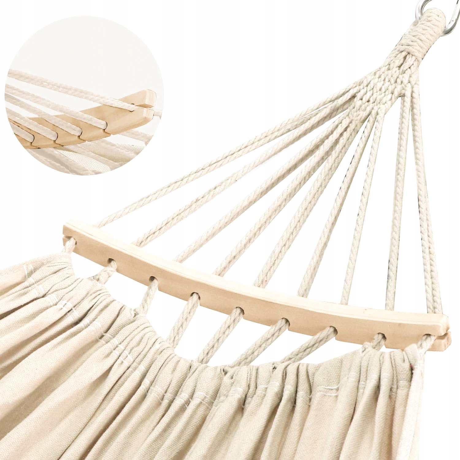 HAMAK 2 OSOBOWY OGRODOWY HUŚTAWKA MOCNY OKRĄGŁY WZMOCNIONY PAŁĄK DUŻY TORBA Model 260x150 XXXL