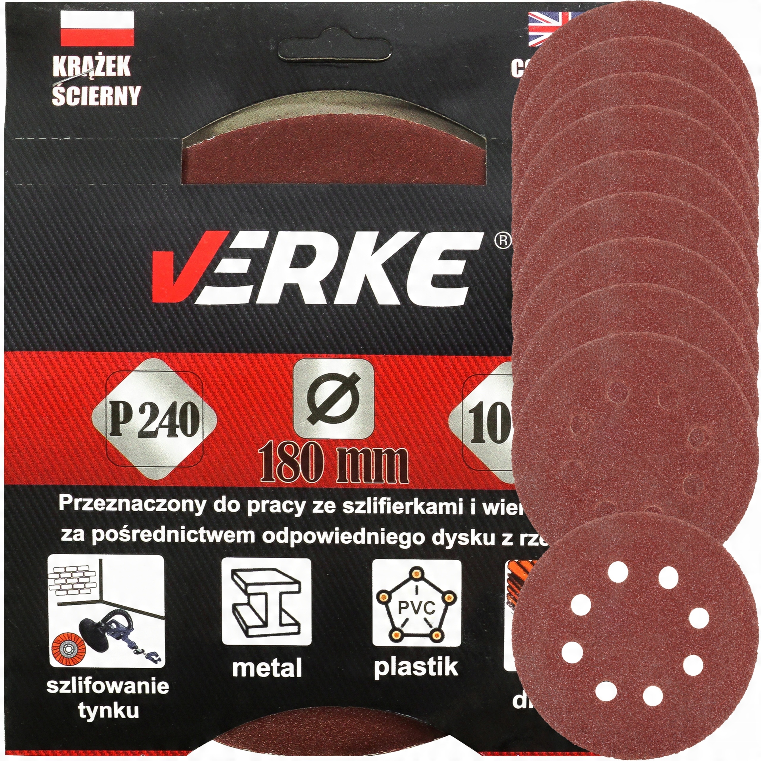 

Krążek Papier Ścierny P 240 180 MM 10 Szt. Verke