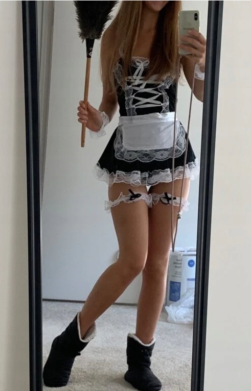 SEXY KOSTIUM CZARNY NIEGRZECZNA POKOJÓWKA STRÓJ L Szerokość w pasie 0 cm