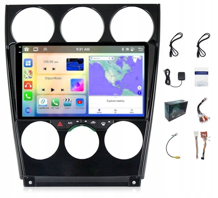Navigační Rádio Carplay Mazda 6 A 2002-2008 Bt Wifi Bt Android 4 Gb 64 Gb