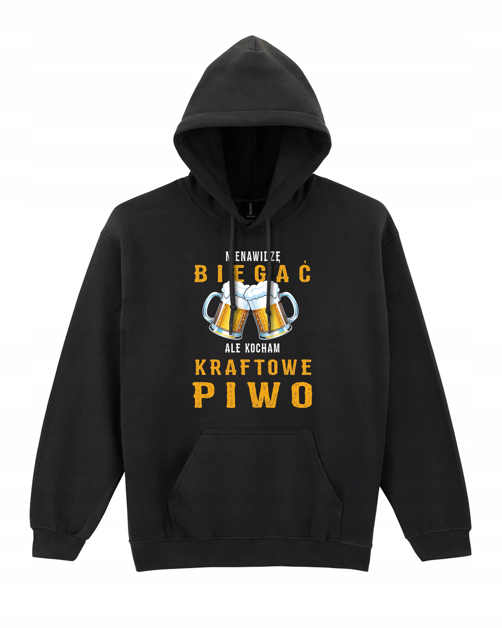 Mikina pro pivaře Nesnáším běhání, pivo je vtipné s potiskem Černá XL